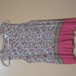 J. Jill Floral Print Top with Green and Red Accents.